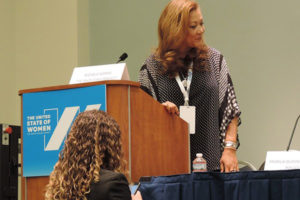 Photo of Michele Norris Speaking at the United States of Women Summit